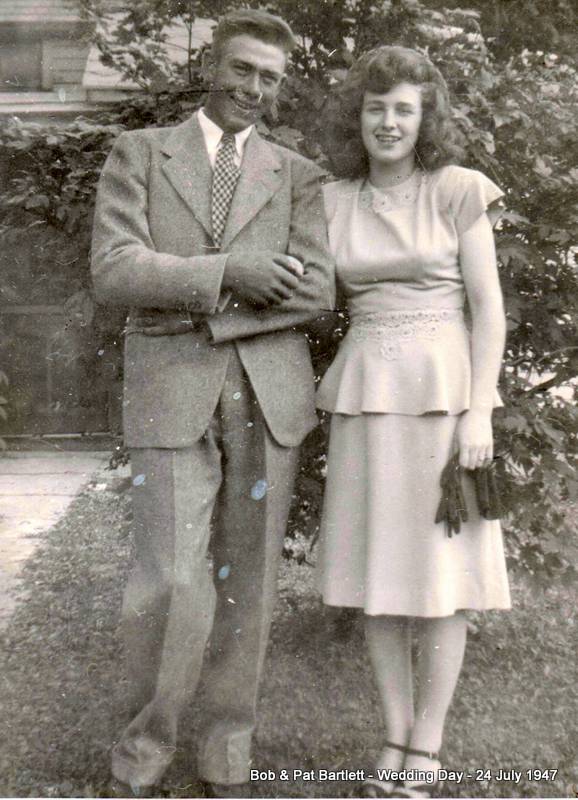 Bob and Pat - wedding day - 1947