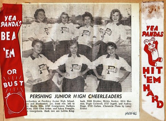 Letitia as cheerleader at Pershing Jr High